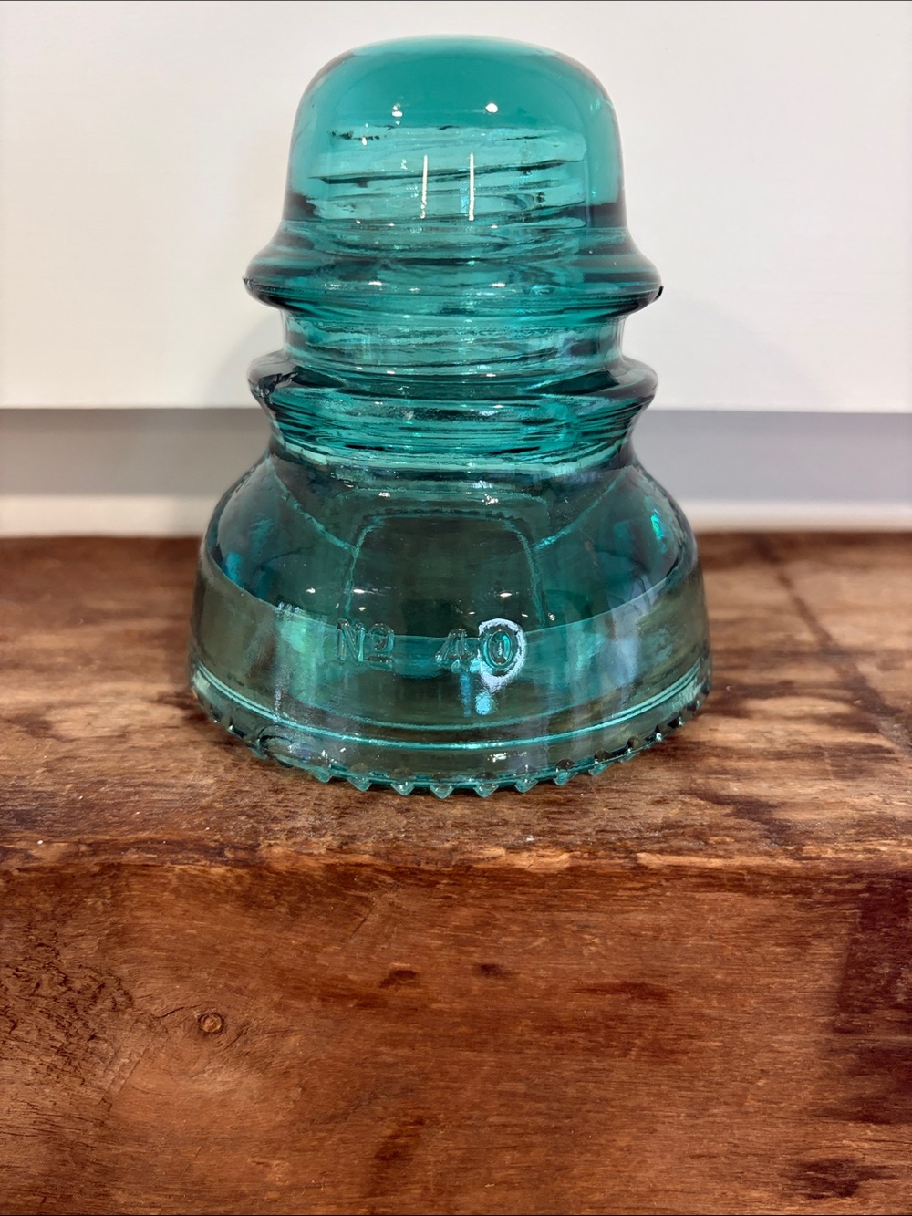 Aqua Glass Vintage Hemingray Pole Insulator Decorative Accent